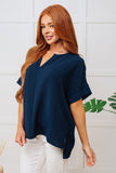 Down to Business V-Neck Blouse in Navy