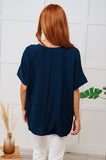 Down to Business V-Neck Blouse in Navy