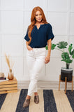 Down to Business V-Neck Blouse in Navy