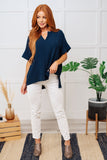 Down to Business V-Neck Blouse in Navy