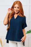 Down to Business V-Neck Blouse in Navy