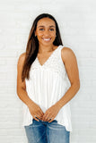 Let em' Breathe V-Neck Tank in Off White