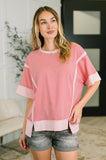 Raquel Exposed Seam Top in Pink