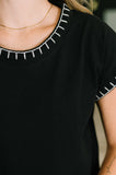 Little Details Trim Detail Top in Black