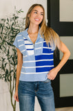 Traveler Striped Quarter Zip Vest in Blue