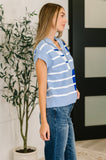 Traveler Striped Quarter Zip Vest in Blue