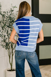 Traveler Striped Quarter Zip Vest in Blue