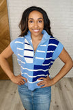 Traveler Striped Quarter Zip Vest in Blue