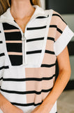 Traveler Striped Quarter Zip Vest in White