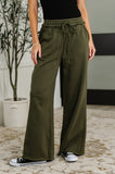 Lounge Line Wide Leg Sweats in Dark Olive