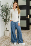 Lounge Line Wide Leg Sweats in Dusty Blue