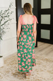 Low Effort, High Impact Tiered Dress in Green/Coral