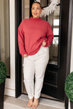 Cassandra Mock Neck Pullover in Cranberry