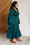 Tiered Dress in Hunter Green