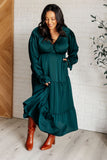 Tiered Dress in Hunter Green