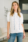 Naomi Cable Knit Puff Sleeve Top
