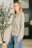 Lace Accent Henley Top in Taupe