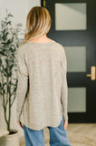 Lace Accent Henley Top in Taupe
