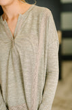 Lace Accent Henley Top in Taupe