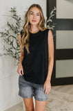 Pleat Detail Sleeveless Top in Black