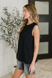 Pleat Detail Sleeveless Top in Black