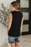 Pleat Detail Sleeveless Top in Black
