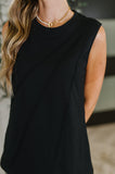 Pleat Detail Sleeveless Top in Black