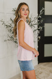 Pleat Detail Sleeveless Top in Pink