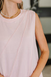 Pleat Detail Sleeveless Top in Pink