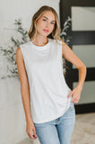 Pleat Detail Sleeveless Top in White