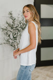 Pleat Detail Sleeveless Top in White