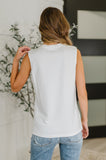 Pleat Detail Sleeveless Top in White