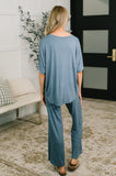 Hannah Top and Bottom Lounge Set in Dusty Blue