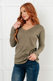 Ribbed Knit V Neck Long Sleeve Top