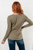 Ribbed Knit V Neck Long Sleeve Top