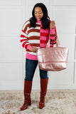 Puffy Quilted Waterproof Tote in Pink