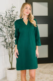 Portfolio Quarter Sleeve Dress in Hunter Green