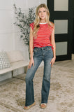Striped Muscle Tee in Red