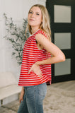 Striped Muscle Tee in Red