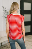 Striped Muscle Tee in Red