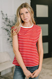 Striped Muscle Tee in Red