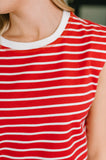 Striped Muscle Tee in Red