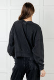 Mineral Wash French Terry Pullover in Black