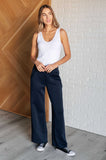 Hamptons Travel Wide Leg Crop Pant in  Navy