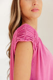 Ruched Cap Sleeve Top in Magenta