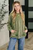 Mineral Wash Pullover in Light Olive