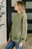 Mineral Wash Pullover in Light Olive