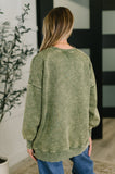 Mineral Wash Pullover in Light Olive