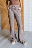 Marcy Mineral Wash Waffle Knit Pants in Brown