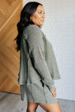 Sienna Mineral Wash Waffle Knit Set in Olive